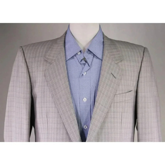 Ermenegildo Zegna Vintage Gray Checkered Patch Pocket 2-Btn Sportcoat Blazer 40R - Picture 3 of 8